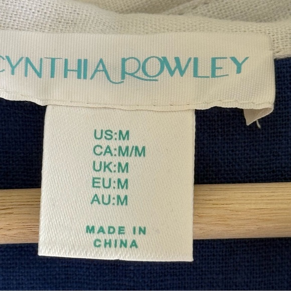 Cynthia Rowley Royal Blue and White 3/4 Sleeve Linen Blend Tunic Dress Size Med - Picture 4 of 6